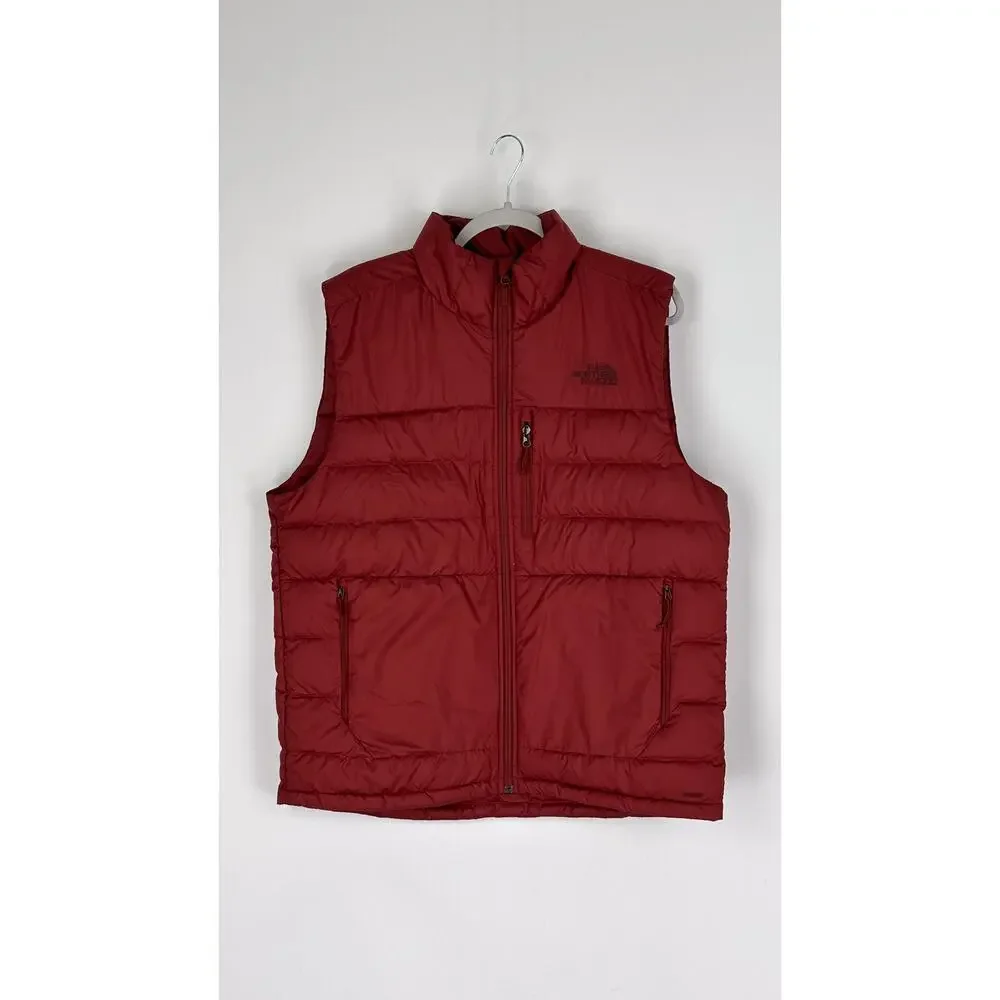 The North Face 550 Down Aconcagua 2 Puffer Vest Red Full Zip Mens Size Large